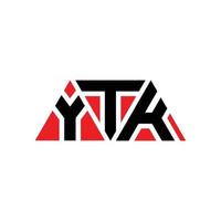 ytk-Dreieck-Buchstaben-Logo-Design mit Dreiecksform. YTK-Dreieck-Logo-Design-Monogramm. YTK-Dreieck-Vektor-Logo-Vorlage mit roter Farbe. ytk dreieckiges Logo einfaches, elegantes und luxuriöses Logo. ytk vektor
