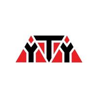 yty triangel bokstavslogotypdesign med triangelform. yty triangel logotyp design monogram. yty triangel vektor logotyp mall med röd färg. yty triangulär logotyp enkel, elegant och lyxig logotyp. yty