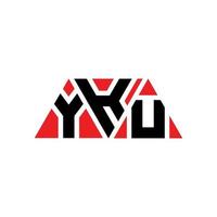 Yku-Dreieck-Buchstaben-Logo-Design mit Dreiecksform. Yku-Dreieck-Logo-Design-Monogramm. Yku-Dreieck-Vektor-Logo-Vorlage mit roter Farbe. yku dreieckiges Logo einfaches, elegantes und luxuriöses Logo. yku vektor