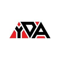 YDA-Dreieck-Buchstaben-Logo-Design mit Dreiecksform. YDA-Dreieck-Logo-Design-Monogramm. YDA-Dreieck-Vektor-Logo-Vorlage mit roter Farbe. yda dreieckiges Logo einfaches, elegantes und luxuriöses Logo. ja vektor