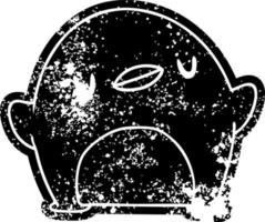 grunge ikon kawaii av en söt pingvin vektor