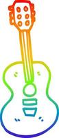 Regenbogen-Gradientenlinie Zeichnung Cartoon alte Gitarre vektor