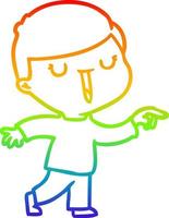Regenbogen-Gradientenlinie Zeichnung Cartoon glücklicher Junge vektor