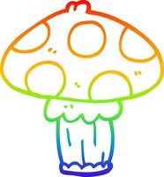 Regenbogen-Gradientenlinie Zeichnung Cartoon-Pilz vektor