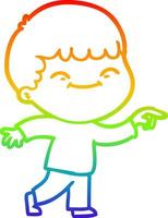 regnbågsgradient linjeteckning tecknad leende pojke vektor