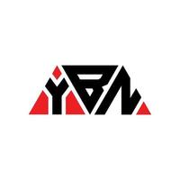 Ybn-Dreieck-Buchstaben-Logo-Design mit Dreiecksform. Ybn-Dreieck-Logo-Design-Monogramm. Ybn-Dreieck-Vektor-Logo-Vorlage mit roter Farbe. ybn dreieckiges Logo einfaches, elegantes und luxuriöses Logo. ybn vektor