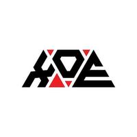 Xoe-Dreieck-Buchstaben-Logo-Design mit Dreiecksform. Xoe-Dreieck-Logo-Design-Monogramm. Xoe-Dreieck-Vektor-Logo-Vorlage mit roter Farbe. xoe dreieckiges Logo einfaches, elegantes und luxuriöses Logo. xoe vektor