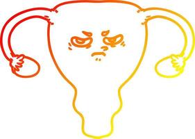 warme Gradientenlinie Zeichnung Cartoon wütend Gebärmutter vektor
