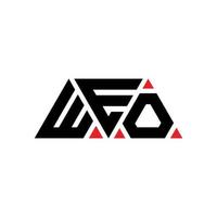 weo Dreiecksbuchstaben-Logo-Design mit Dreiecksform. Weo-Dreieck-Logo-Design-Monogramm. Weo-Dreieck-Vektor-Logo-Vorlage mit roter Farbe. weo dreieckiges Logo einfaches, elegantes und luxuriöses Logo. weo vektor