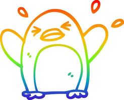 Regenbogen-Gradientenlinie Zeichnung Cartoon flatternder Pinguin vektor