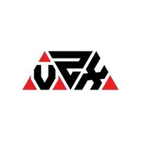 vzx triangel bokstavslogotypdesign med triangelform. vzx triangel logotyp design monogram. vzx triangel vektor logotyp mall med röd färg. vzx triangulär logotyp enkel, elegant och lyxig logotyp. vzx