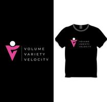 bokstaven v t-shirt design vektor