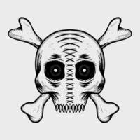 Totenkopf-Kreuzknochen-Illustrationsvektor zum Drucken auf T-Shirts, Postern, Logos, Aufklebern usw vektor