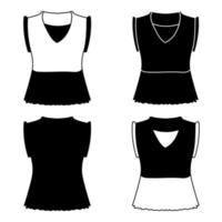 Umriss schwarz-weiße Silhouette, modische Damenjacke, Pullover. isolierter Vektor