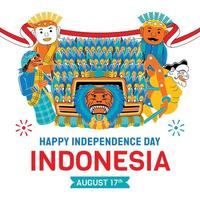 Indonesiens självständighetsdag med kulturillustration vektor