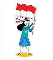 frau feiert indonesien unabhängigkeitstag vektor