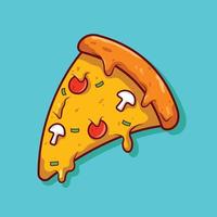 en bit pizza snabbmat illustration stil vektor