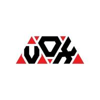 vox triangel bokstavslogotypdesign med triangelform. vox triangel logotyp design monogram. vox triangel vektor logotyp mall med röd färg. vox triangulär logotyp enkel, elegant och lyxig logotyp. vox