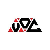 VOC-Dreieck-Buchstaben-Logo-Design mit Dreiecksform. VOC-Dreieck-Logo-Design-Monogramm. voc-Dreieck-Vektor-Logo-Vorlage mit roter Farbe. voc dreieckiges Logo einfaches, elegantes und luxuriöses Logo. vok vektor