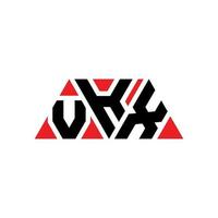 vkx triangel bokstavslogotypdesign med triangelform. vkx triangel logotyp design monogram. vkx triangel vektor logotyp mall med röd färg. vkx triangulär logotyp enkel, elegant och lyxig logotyp. vkx