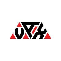 VAX-Dreieck-Buchstaben-Logo-Design mit Dreiecksform. VAX-Dreieck-Logo-Design-Monogramm. VAX-Dreieck-Vektor-Logo-Vorlage mit roter Farbe. vax dreieckiges logo einfaches, elegantes und luxuriöses logo. Wachs vektor