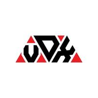 vdx-Dreieck-Buchstaben-Logo-Design mit Dreiecksform. VDX-Dreieck-Logo-Design-Monogramm. VDX-Dreieck-Vektor-Logo-Vorlage mit roter Farbe. vdx dreieckiges Logo einfaches, elegantes und luxuriöses Logo. vdx vektor