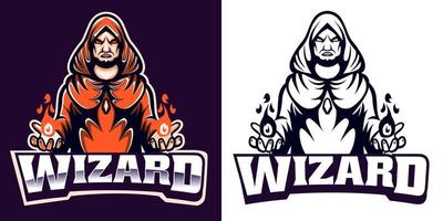 Wizard esport logotyp maskot design vektor