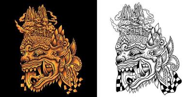 barong balinesisk mask illustration vektor