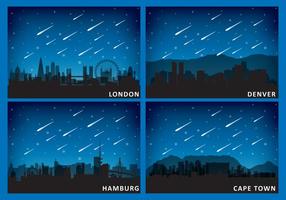Meteorer och städer vektor