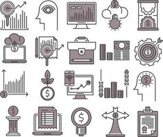 satz von vektorsymbolen im zusammenhang mit analyse- und investitionssymbolen. vektor