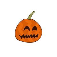 halloween 2022 - 31. oktober. ein traditioneller feiertag, der vorabend von allerheiligen, all hallows eve. Süßes oder Saures. vektorillustration im handgezeichneten gekritzelstil. Kürbis mit ausgeschnittenen Augen und Mund. vektor