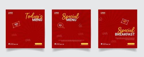 Set Fast-Food-Social-Media-Beitragsvorlage, Werbe- und Promotion-Banner vektor