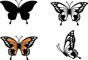 fjäril ikon. uppsättning av fjäril. fjärilar tecken. vektor