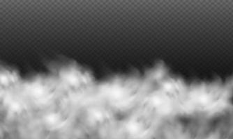 weiße Vektorbewölkung, Nebel oder Rauch auf dunklem kariertem Hintergrund.