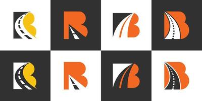 satz von b-anfangsbuchstaben mit straßenvektor-logo-design. vektor
