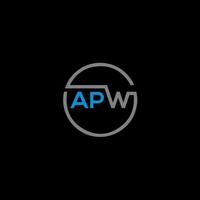 apw-Buchstaben-Logo-Design auf schwarzem Hintergrund. apw kreative Initialen schreiben Logo-Konzept. apw Briefgestaltung. vektor