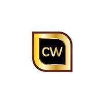 cw-Buchstaben-Kreis-Logo-Design mit goldener Farbe vektor