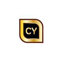 cy bokstav cirkel logotyp design med guld färg vektor