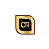 Cr bokstav cirkel logotyp design med guld färg vektor