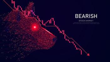 abstrakt, aktienmarkt abwärtstrend, konzept, bärisch divergent, polygon rot und grafik, aktien fallen, aktien gehen unter, bärenmärkte. vektor