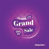 Promo-Grand-Sale-Lila-Thema vektor