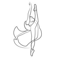 Skizze einer Frau in einem Kleid Ballett Pose Tänzerin Turnerin Strichzeichnungen kontinuierliche Kunst Symbol Mädchen isoliert auf weiß vektor