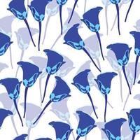 sömlösa växter mönster bakgrund med blå blommor, gratulationskort eller tyg vektor