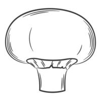 Champignon, Pilz. ein Gemüse im linearen Stil, von Hand gezeichnet. lebensmittelzutat, design element.lineart. Schwarz-Weiß-Vektor-Illustration. isoliert auf weißem Hintergrund vektor