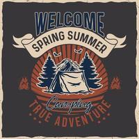 camping vandring t-shirt design retro vintage typografi illustration för tryck vektor