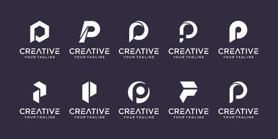 satz abstrakter anfangsbuchstabe p-logo-vorlage. Symbole für das Geschäft mit Mode, Sport, Automobil, vektor
