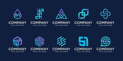 uppsättning samling första bokstaven s ss logotyp formgivningsmall. ikoner för företag inom mode, sport, fordon, digital teknik. vektor