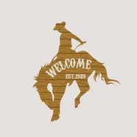Illustrationsvektor des Cowboys mit Pferd perfekt für Logo, Symbol, Druck usw. vektor
