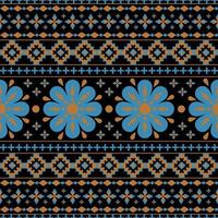 geometrisches ethnisches nahtloses Muster traditionell. Blumendekoration. design für hintergrund, teppich, tapeten, kleidung, verpackung, batik, stoff, vektorillustration. Stickstil. vektor