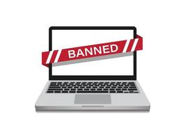 webseite auf laptop-bildschirm verboten, sicherheit blockiert illegaler websymbol-illustrationsvektor